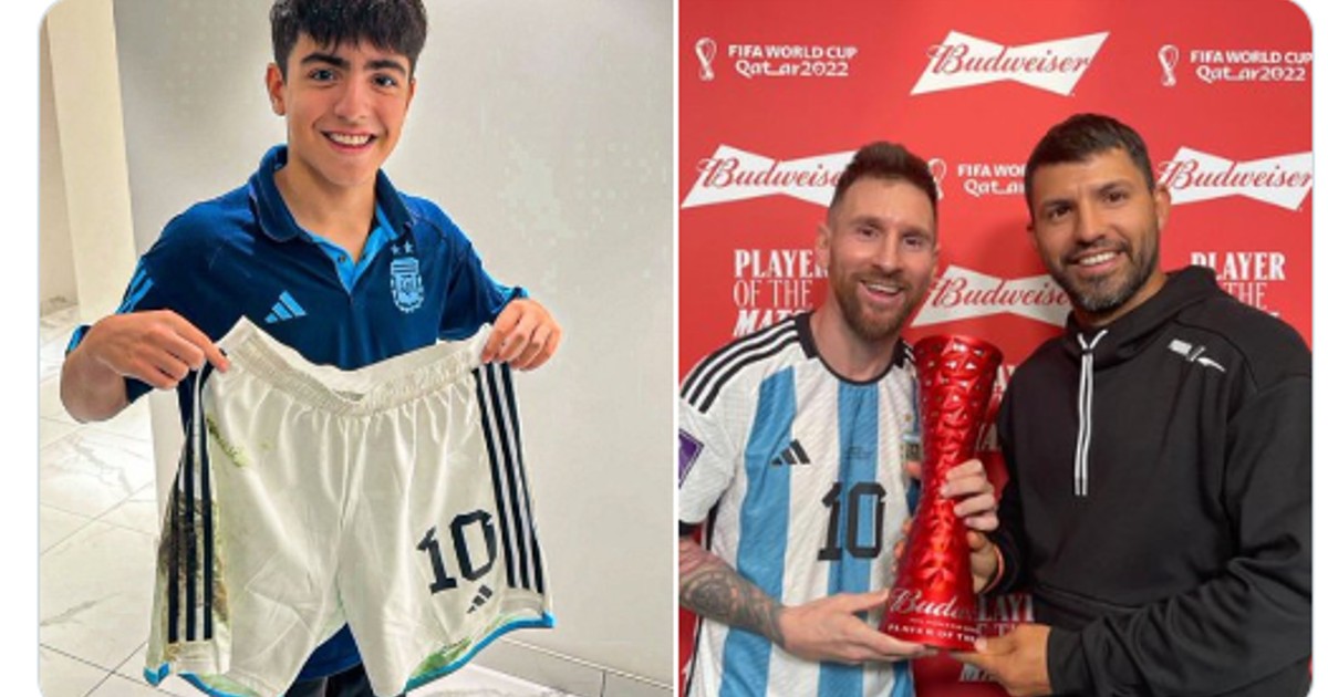 Neto de Maradona fica com calções de Messi